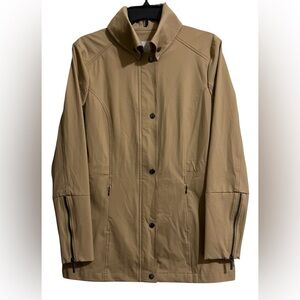 Anatomie Women’s Light Brown Khaki Stretch Jacket Zip Sleeves Size Small NICE